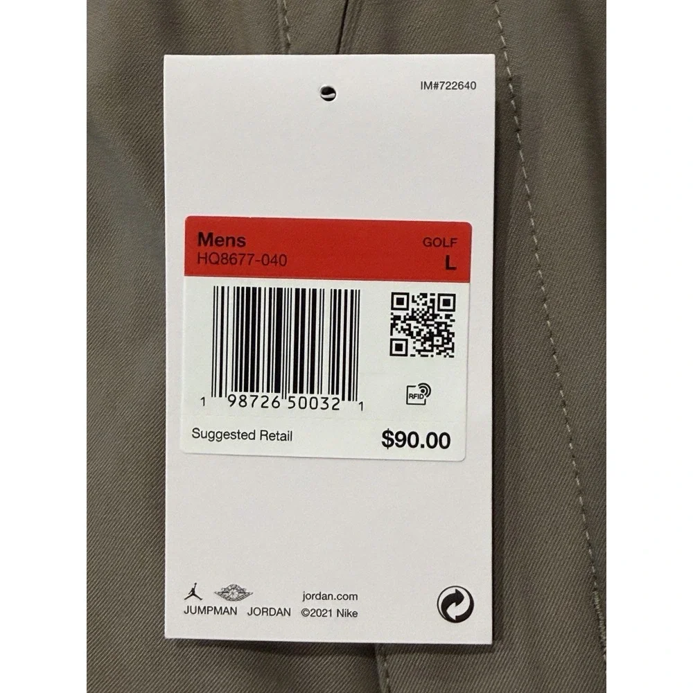 Jordan Dri-Fit Golf Shorts HQ8677-040 Olive Grey Stretch Woven Mens Large NWT